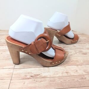 Delman Leather Slip On Heeled Sandal Dress shoe Women's Size 9